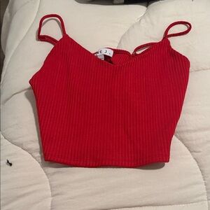 Love J Scarlet Ribbed Crop Top